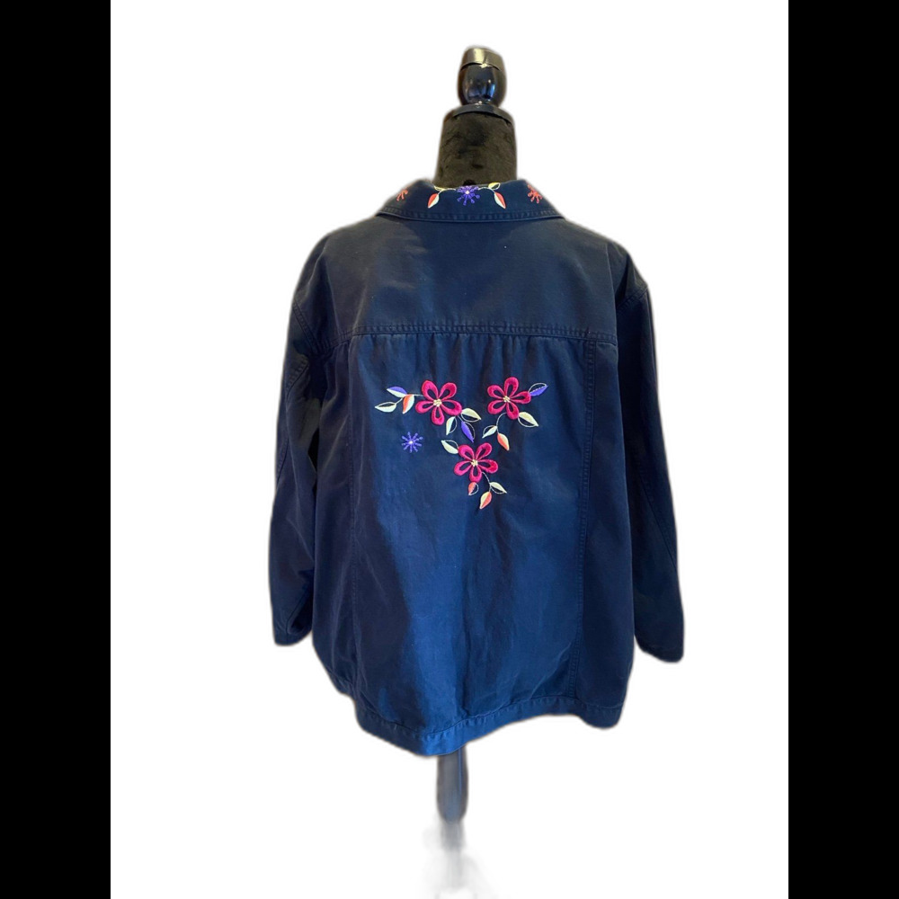 Bechamel‎ Women Jacket Sz 3X Black Embroidery Vintage Woodstock BoHo Flowers 70s